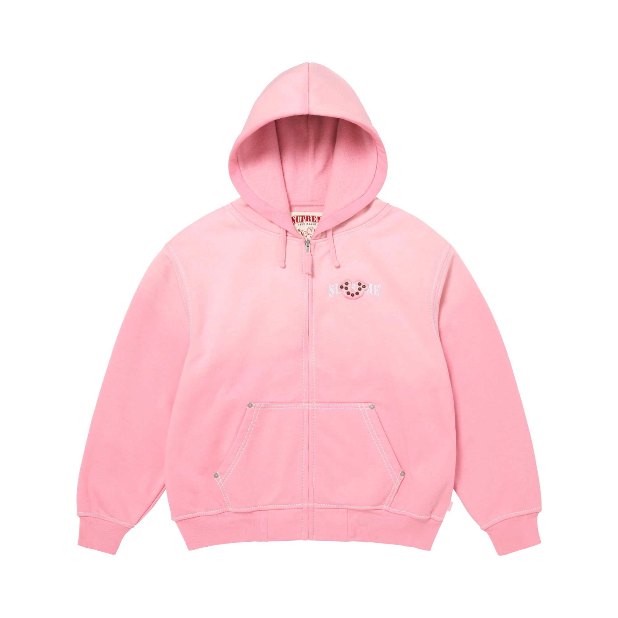 Pre-owned Supreme X True Religion Zip Up Hooded Sweatshirt 'pink' | Men's Size M