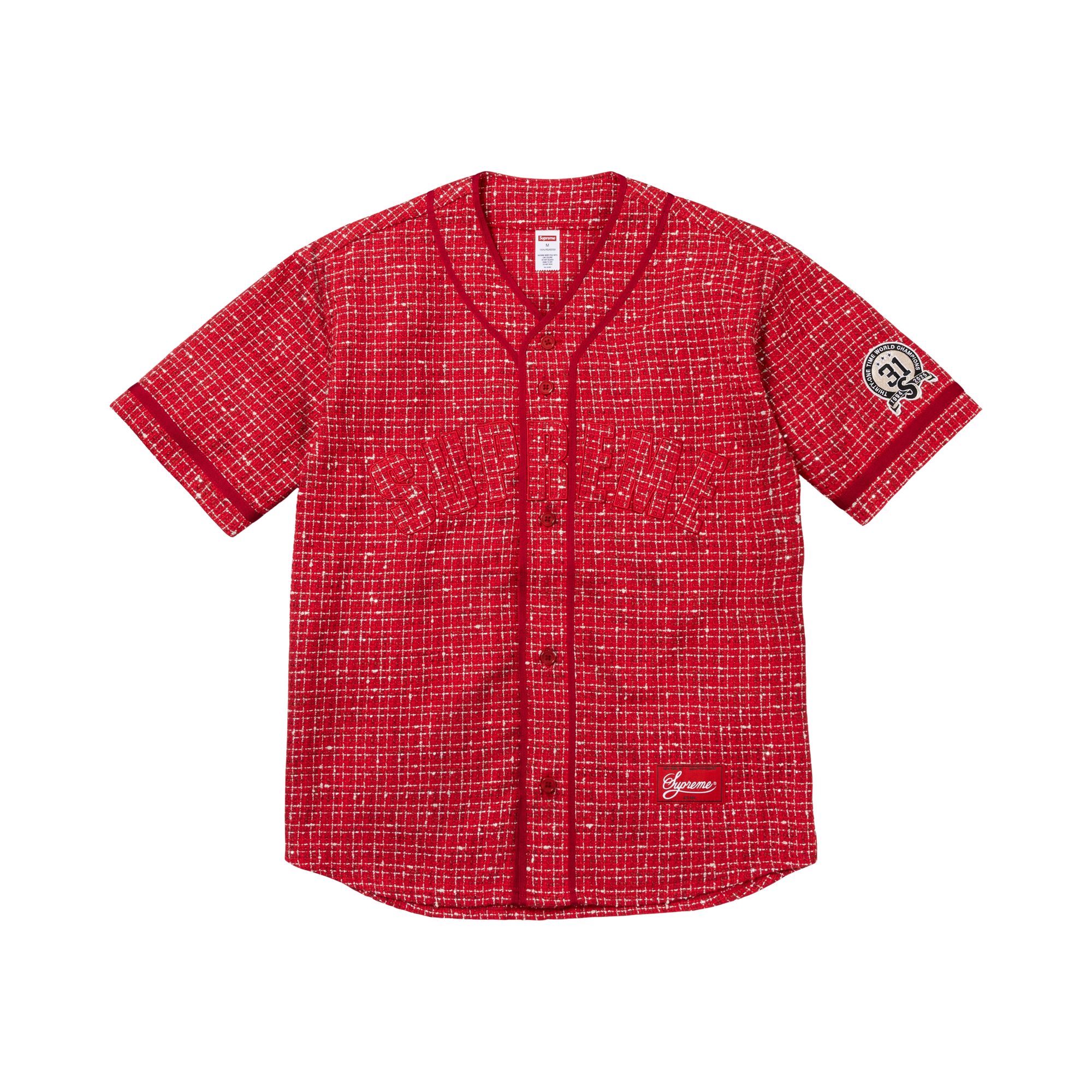 Pre-owned Supreme Bouclé Baseball Jersey 'red' | Men's Size M