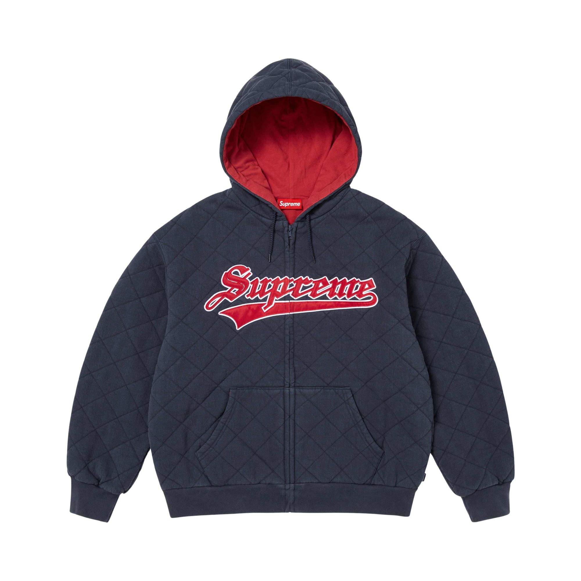 Pre-owned Supreme Quilted Zip Up Hooded Sweatshirt 'navy' | Blue | Men's Size L