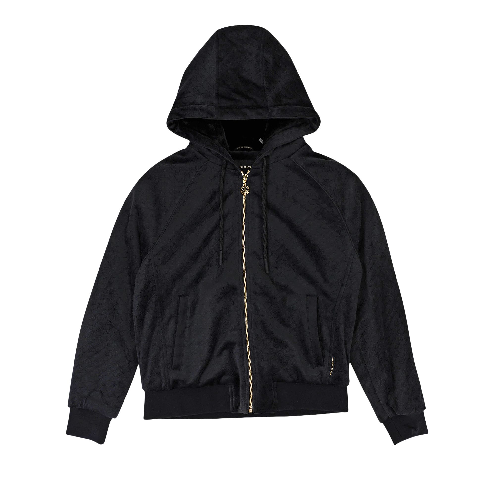 Pre-owned Moose Knuckles Parsons Bunny Monogram Print Hoodie 'black' | Men's Size M