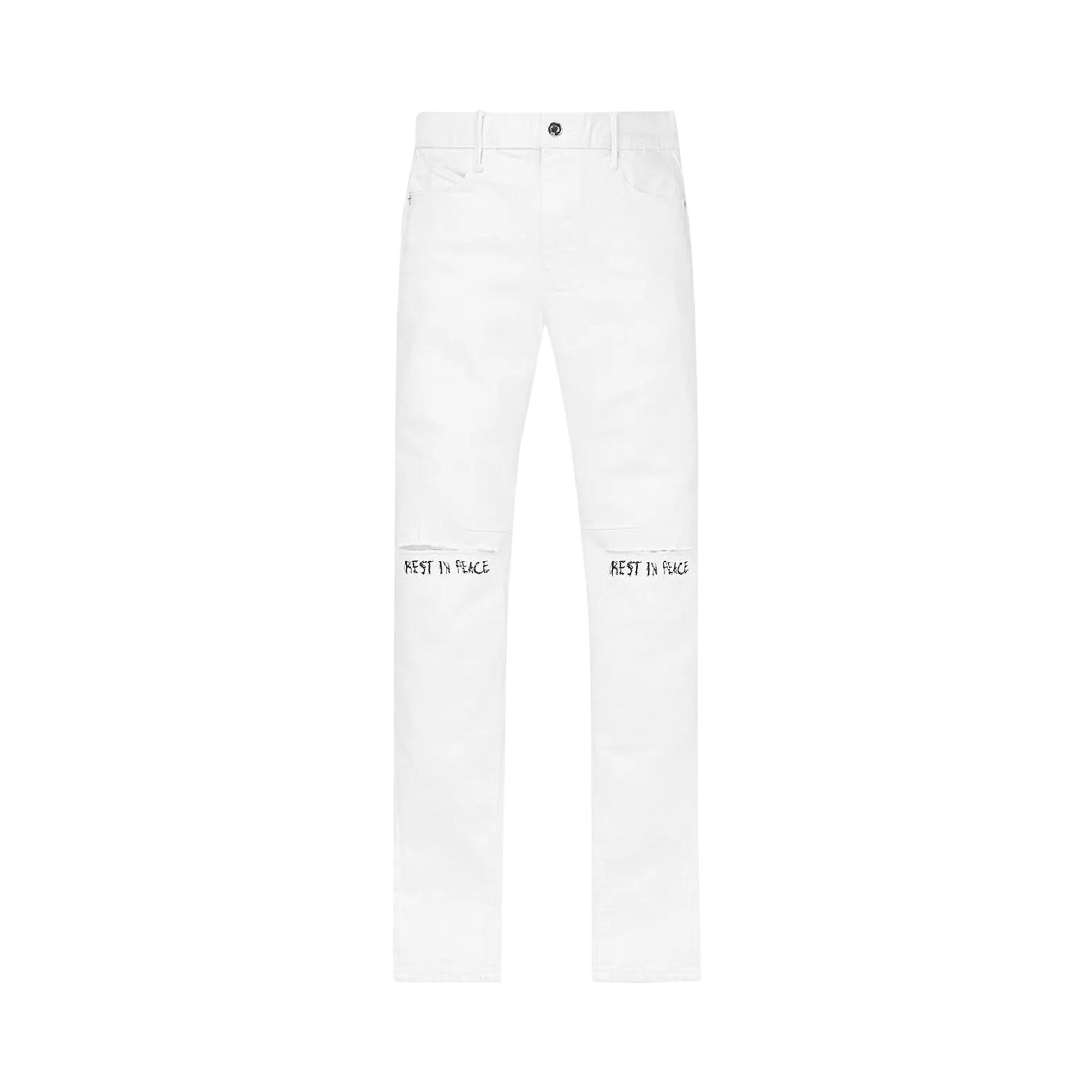 Pre-owned Rta Bryant Skinny Jeans 'white Rest In Peace' | Men's Size 36