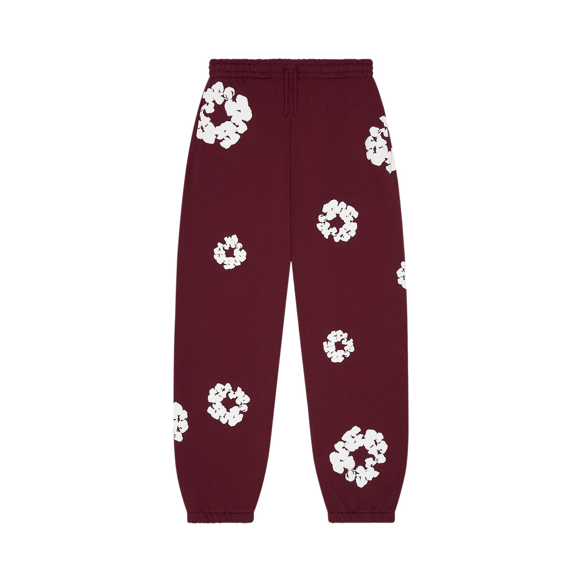 Pre-owned Denim Tears Cotton Wreath Sweatpants 'burgundy' | Red | Men's Size S