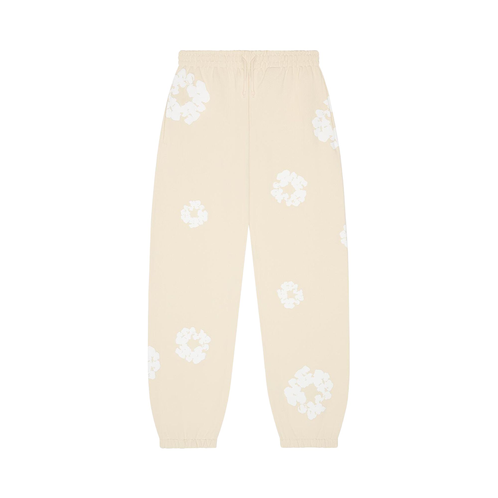 Pre-owned Denim Tears Cotton Wreath Sweatpants 'oatmeal' | Cream | Men's Size Xl In White