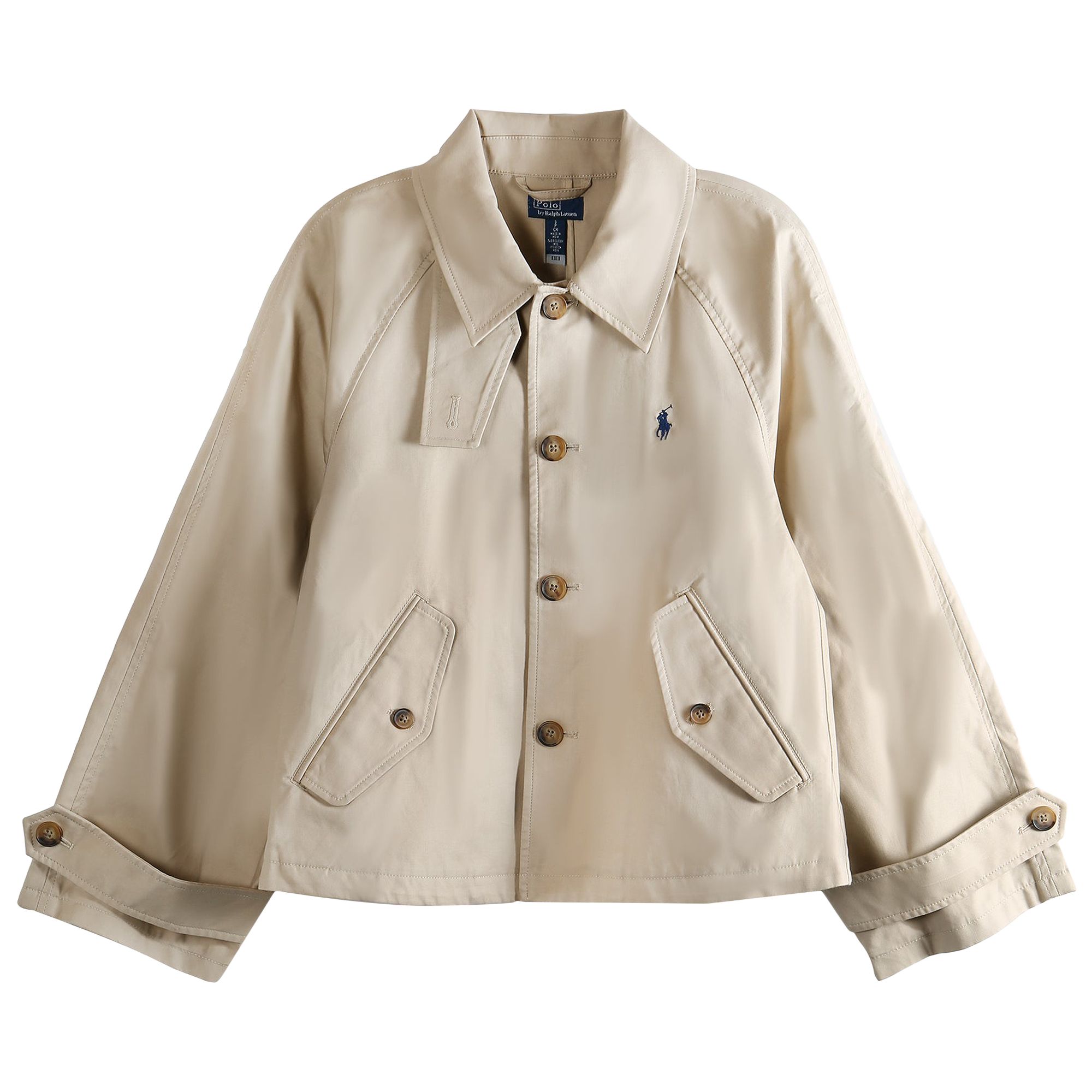 Pre-owned Polo Ralph Lauren Cotton Double Jacket 'beige' | Cream | Women's Size M In White
