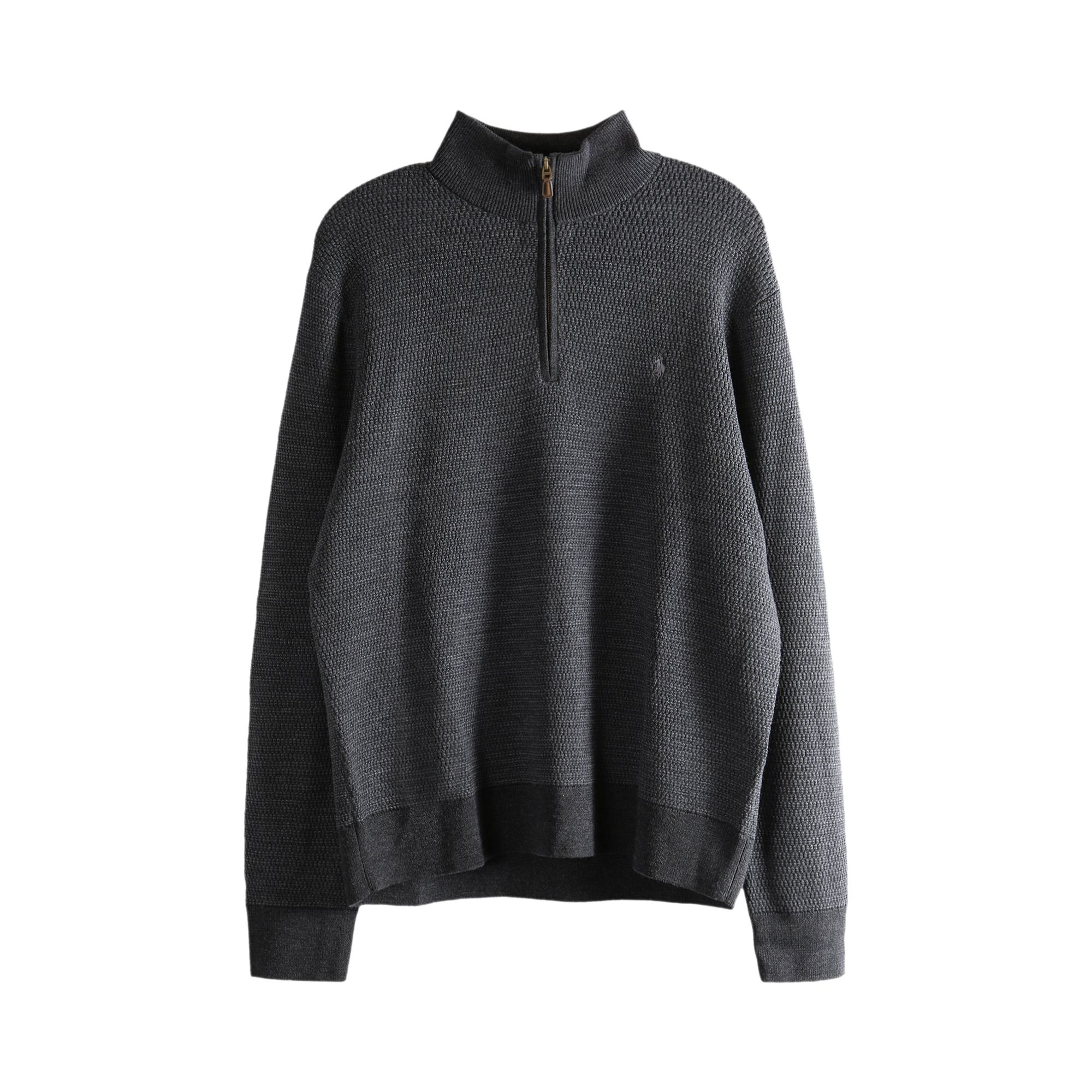 Click to view more detailed imagery on our partner's website Pre-owned Polo Ralph Lauren Long-sleeve Textured Zip Mockneck Sweater 'charcoal Combo' | Grey | Men's Size M In Gray