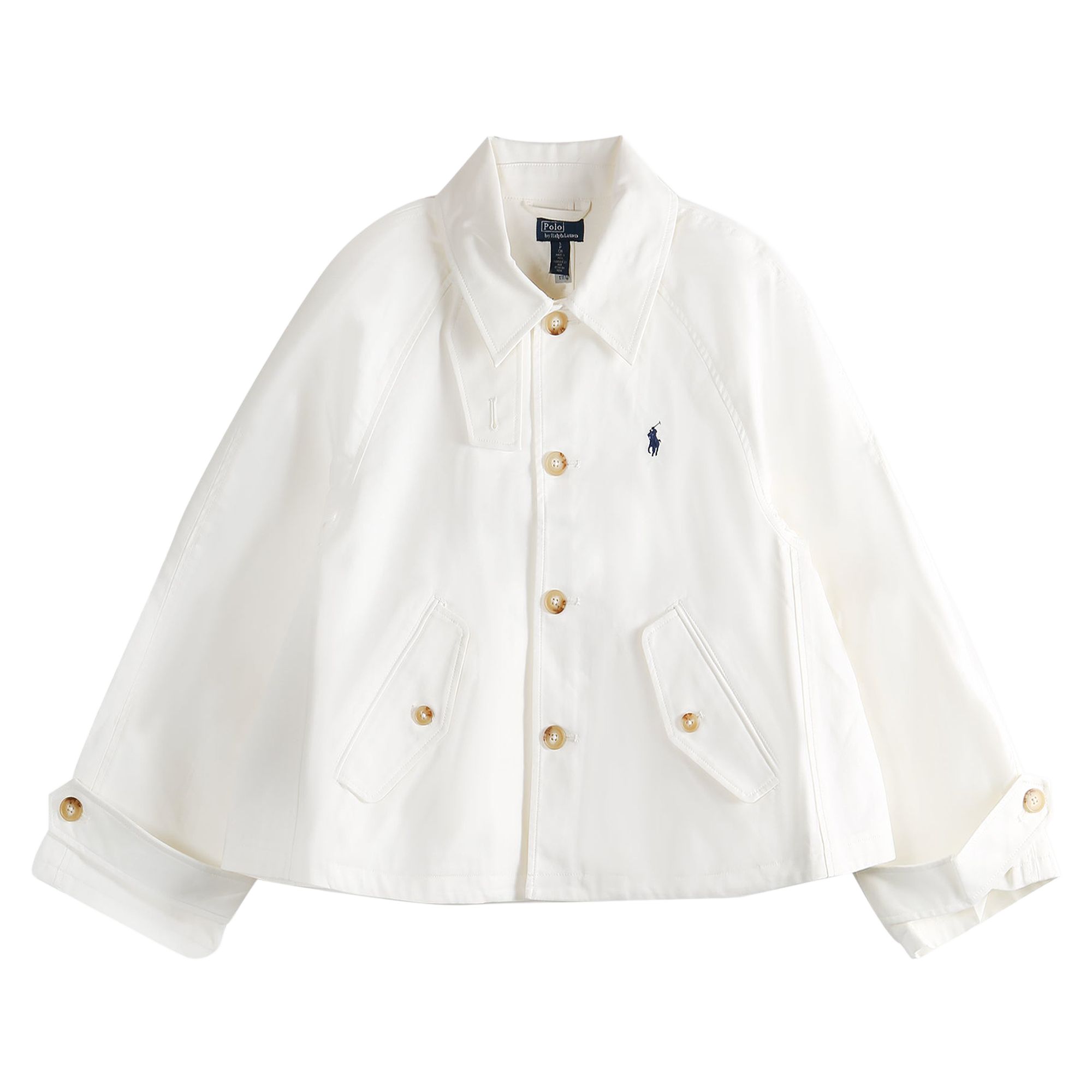 Pre-owned Polo Ralph Lauren Cotton Double Jacket 'cream' | Women's Size L In White
