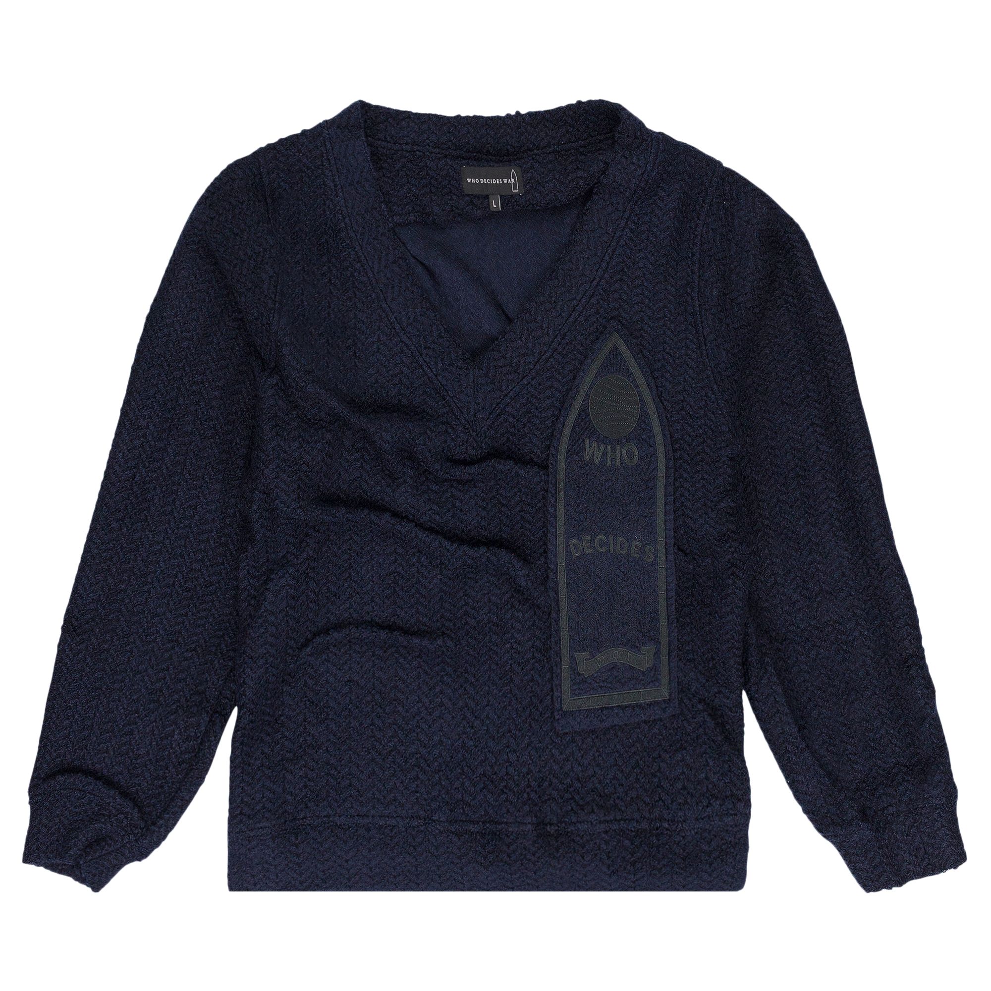 Pre-owned Who Decides War Gathered Collegiate Pullover 'indigo' | Blue | Men's Size S