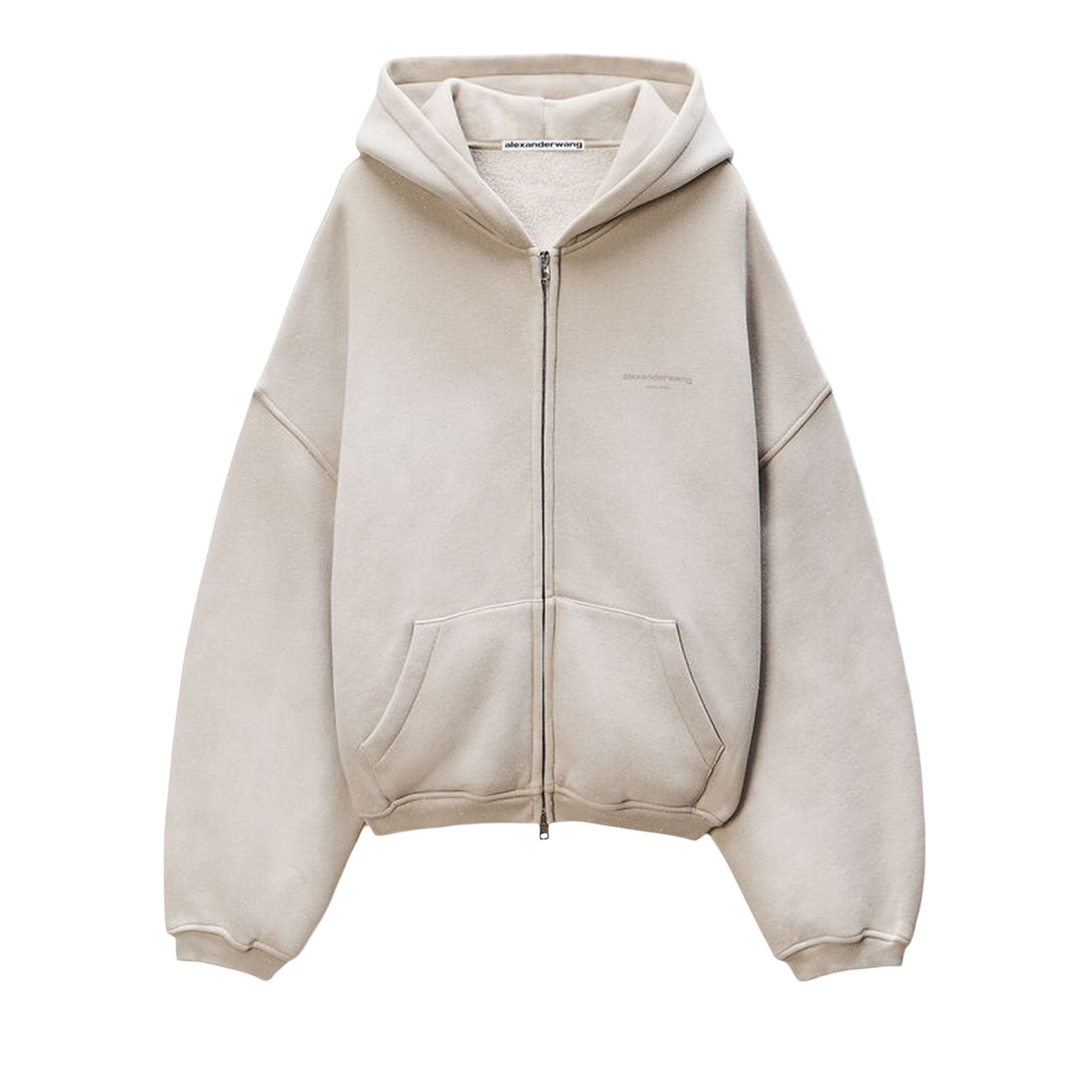 Click to view more detailed imagery on our partner's website Pre-owned Alexander Wang Zip Up Hoodie With Allover Hotfix 'washed Khaki' | Brown | Men's Size M