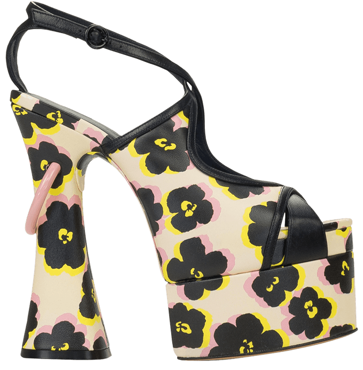 Lanvin Wmns Platforms Sandals Smile Heel Black Pink