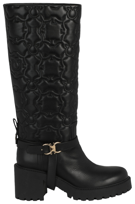 Ferragamo Wmns Shiran Knee High Leather Boot Black