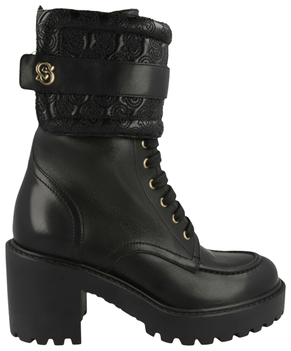 Ferragamo Wmns Shiraz Leather Combat Boot Black