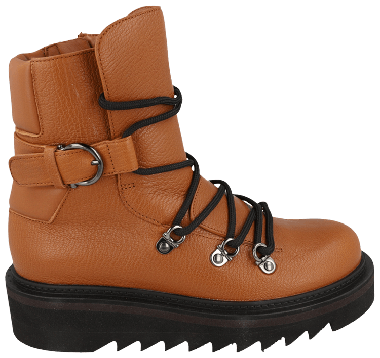 Ferragamo Wmns Elimo Lace Up Leather Boot Medium Brown