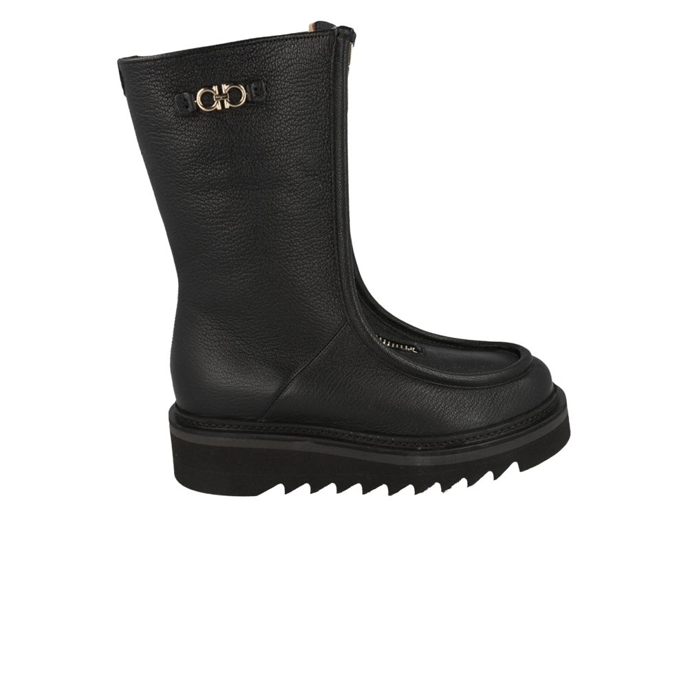 Pre-owned Ferragamo Wmns Eurialo F Leather Boot 'black' | Women's Size 7.5