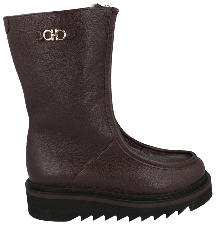 Ferragamo Wmns Eurialo F Leather Boot Brown