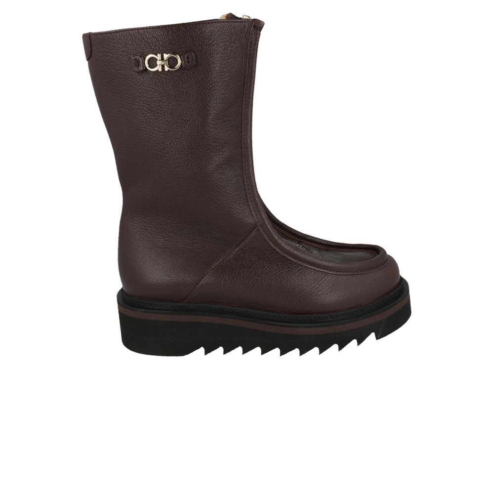 Pre-owned Ferragamo Wmns Eurialo F Leather Boot 'brown' | Women's Size 6.5