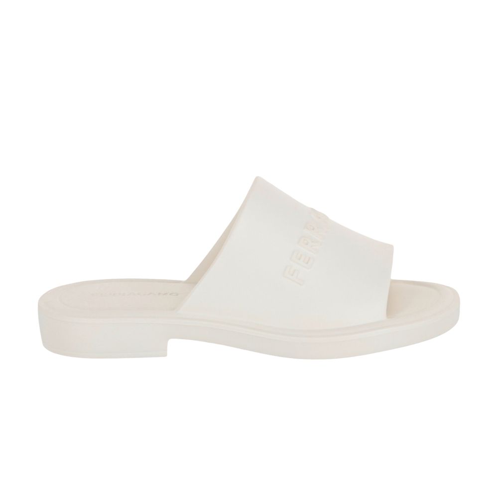 Pre-owned Ferragamo Wmns Giuneva Logo Slide 'white' | Women's Size 6