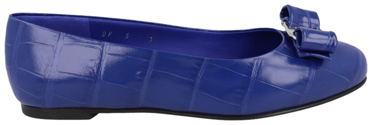 Ferragamo Wmns Varina Croc Ballet Flat Bluette