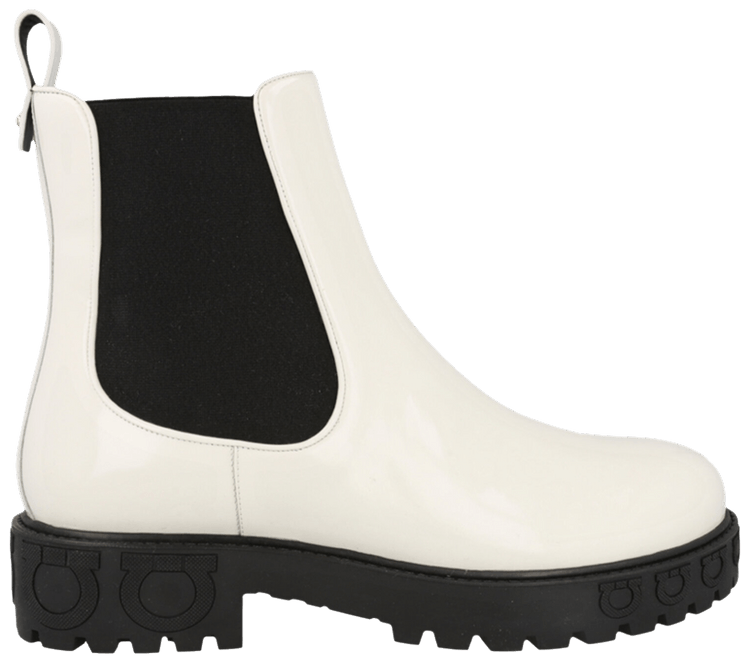 Ferragamo Wmns Varsi Patent Leather Bootie White