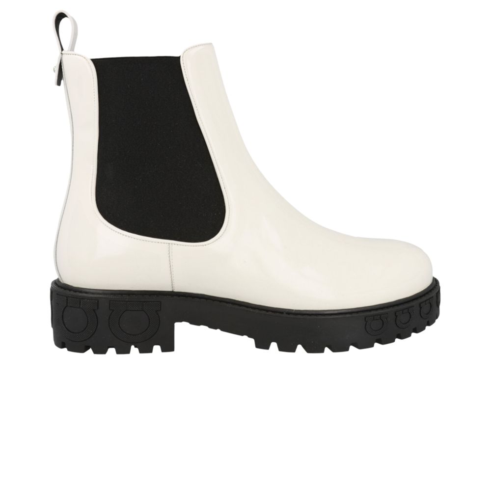 Pre-owned Ferragamo Wmns Varsi Patent Leather Bootie 'white' | Women's Size 9.5