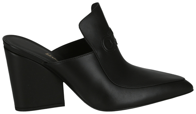 Ferragamo Wmns Malfa Leather Heeled Mule Black