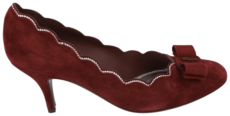 Ferragamo Wmns Carla Stud Embellished Suede Pump Bordeaux