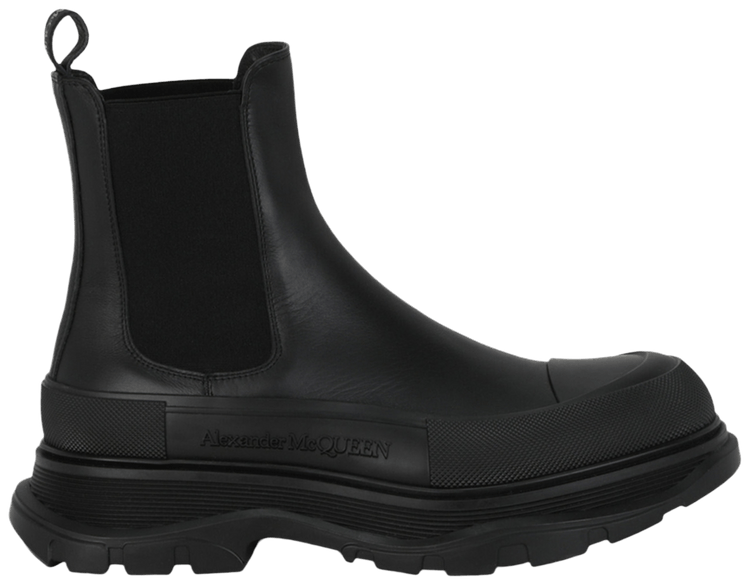 Alexander McQueen Tread Slick Chelsea Boot Black Silver