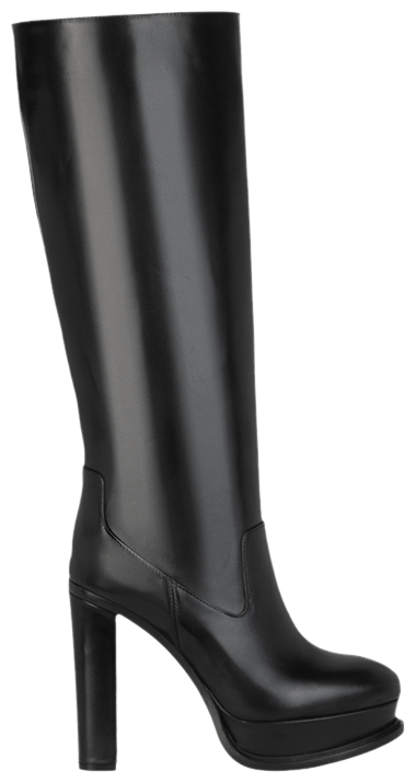 Alexander McQueen Wmns Leather Knee High Boot Black