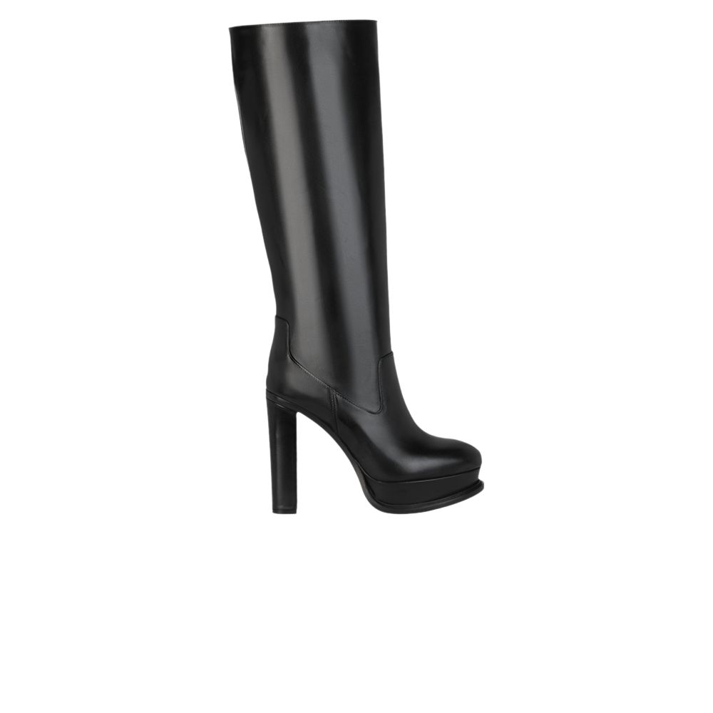 Pre-owned Alexander Mcqueen Wmns Leather Knee-high Boot 'black' | Women's Size 39