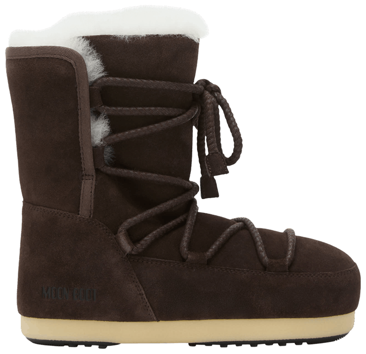 Moon Boot Evx Suede Shearling Boot Dark Brown