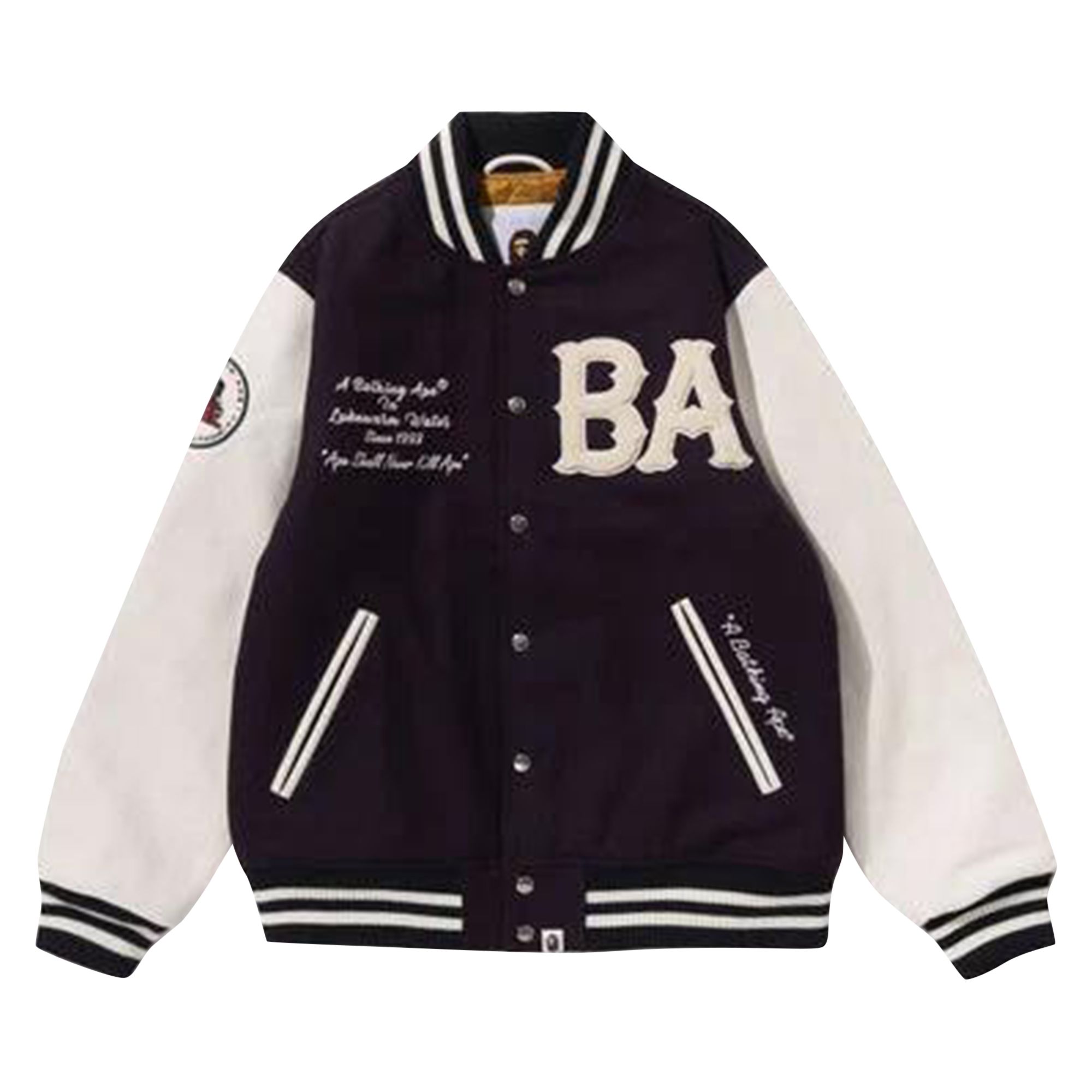 Pre-owned Bape A Bathing Ape Varsity Jacket 'purple' | Men's Size M