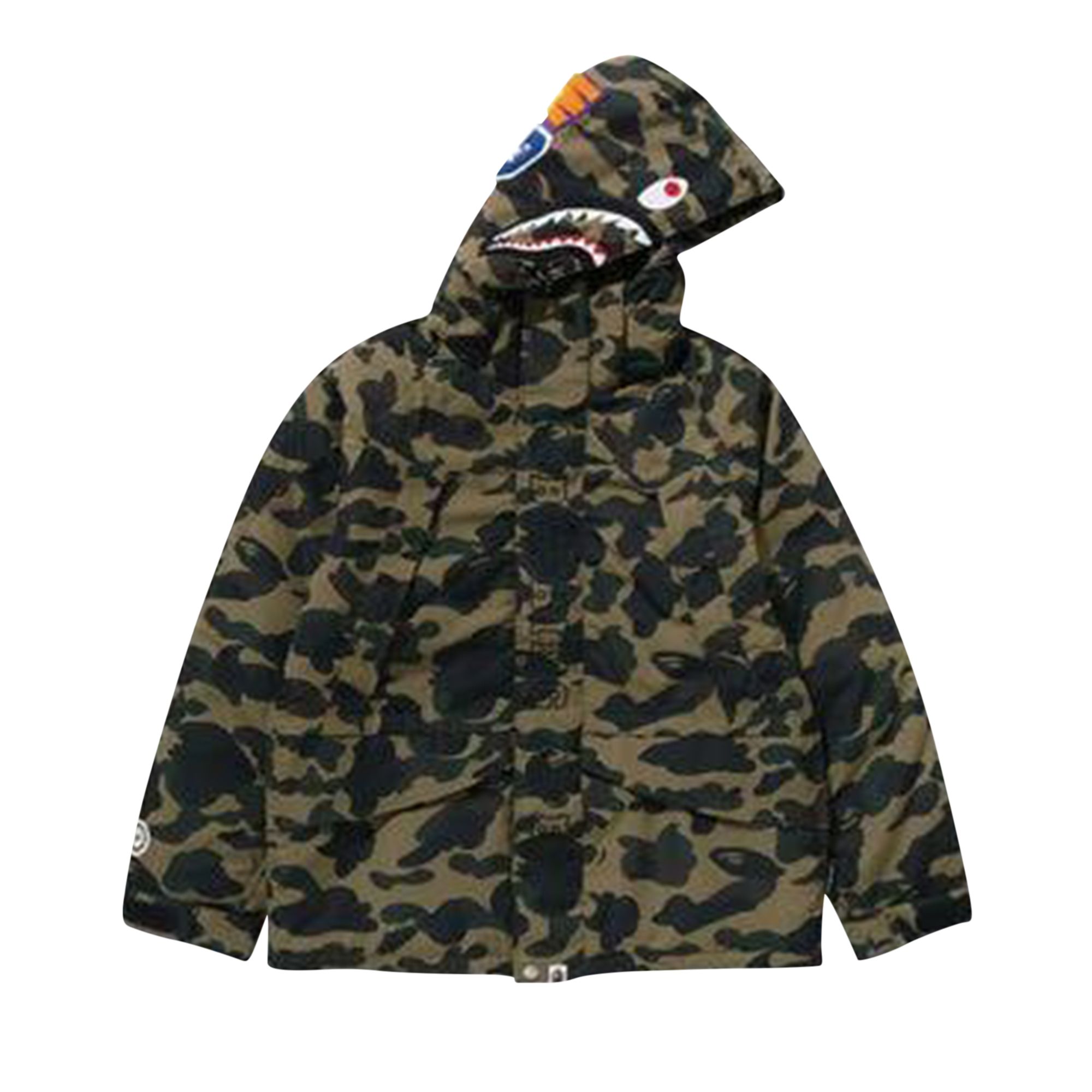 Pre-owned Bape 1st Camo Shark Snowboard Jacket 'green' | Men's Size M