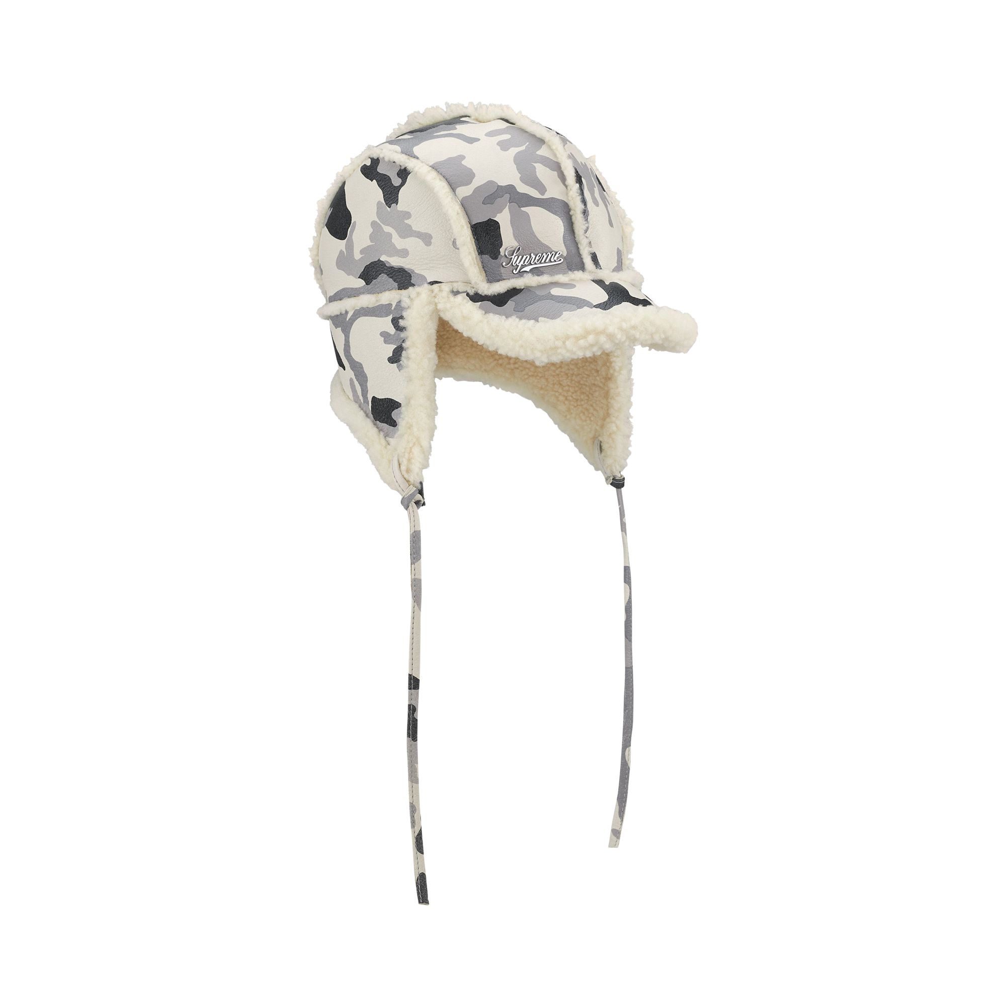 Pre-owned Supreme Shearling Lined Earflap Cap 'snow Camo' | White | Men's Size M/l
