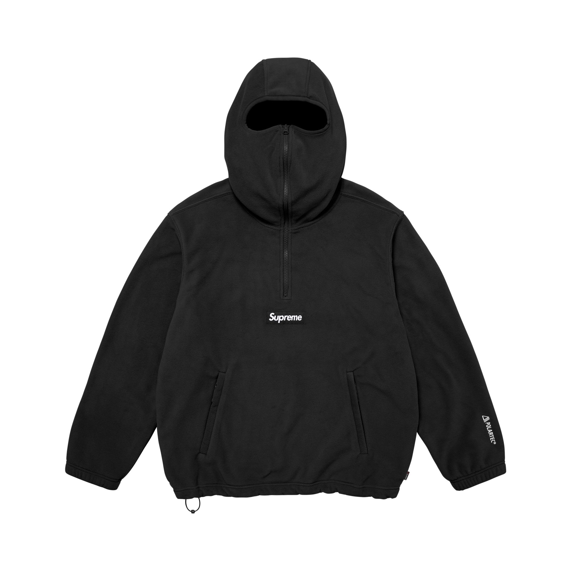 Pre-owned Supreme Polartec Face Mask Half Zip Hooded Sweatshirt 'black' | Men's Size L