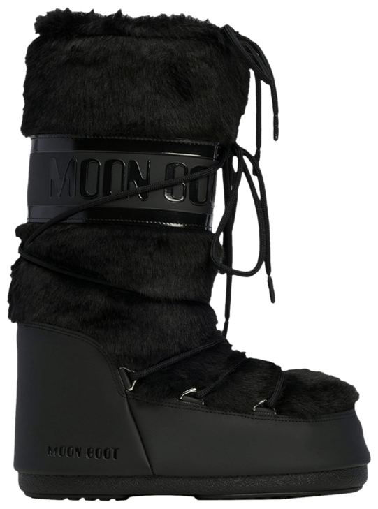Moon Boot Icon Faux Fur Boot Black
