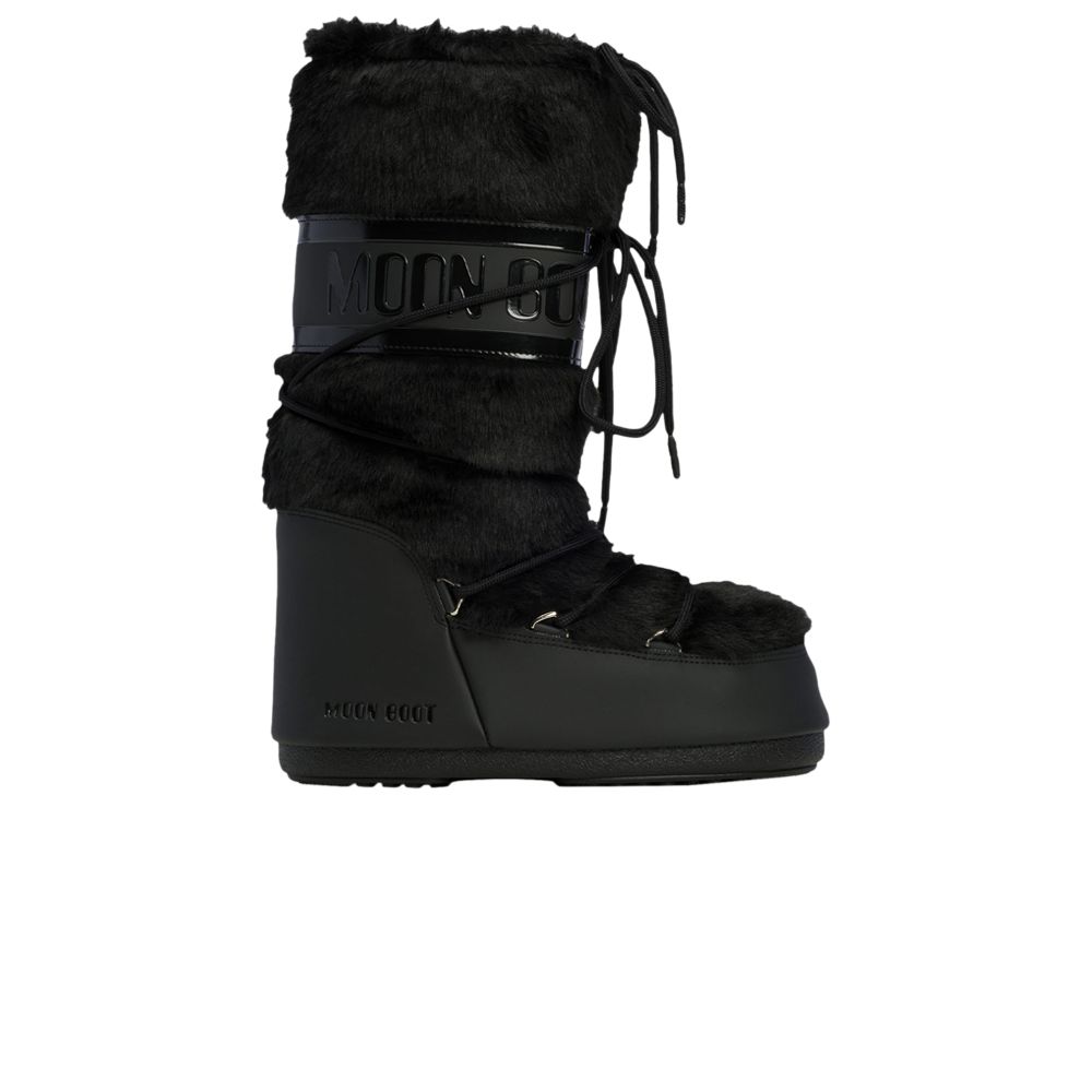 Pre-owned Moon Boot Icon Faux-fur Boot 'black' | Men's Size 35