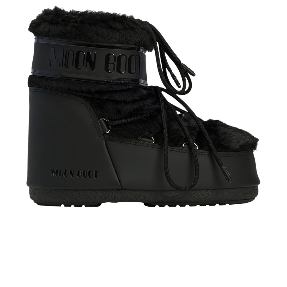 Pre-owned Moon Boot Icon Faux-fur Low Boot 'black' | Men's Size 36.5