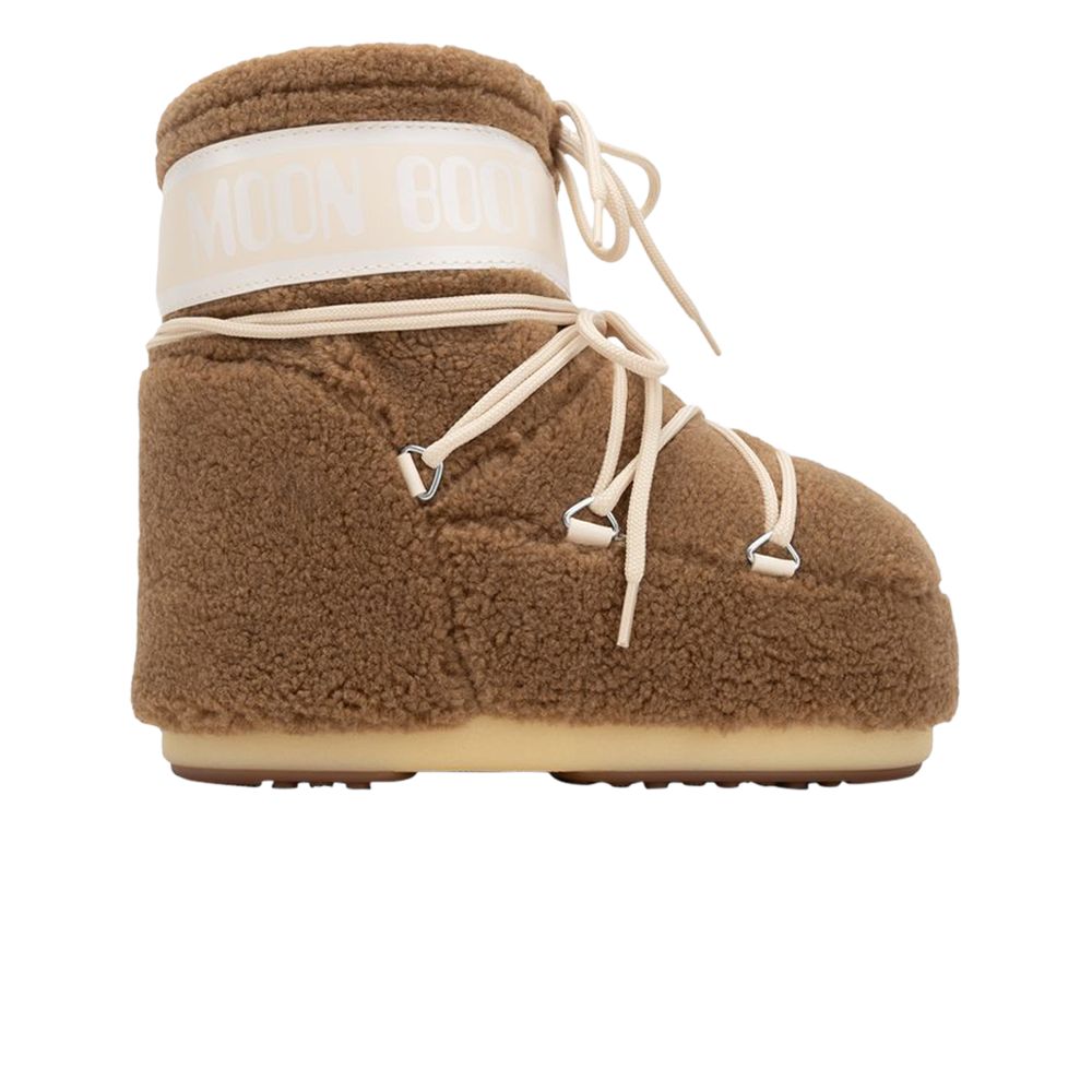 Pre-owned Moon Boot Icon Fleece Low Boot 'camel' | Brown | Men's Size 37.5