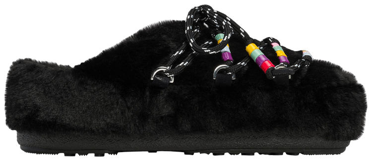 Moon Boot Mule Faux Fur Black Beads