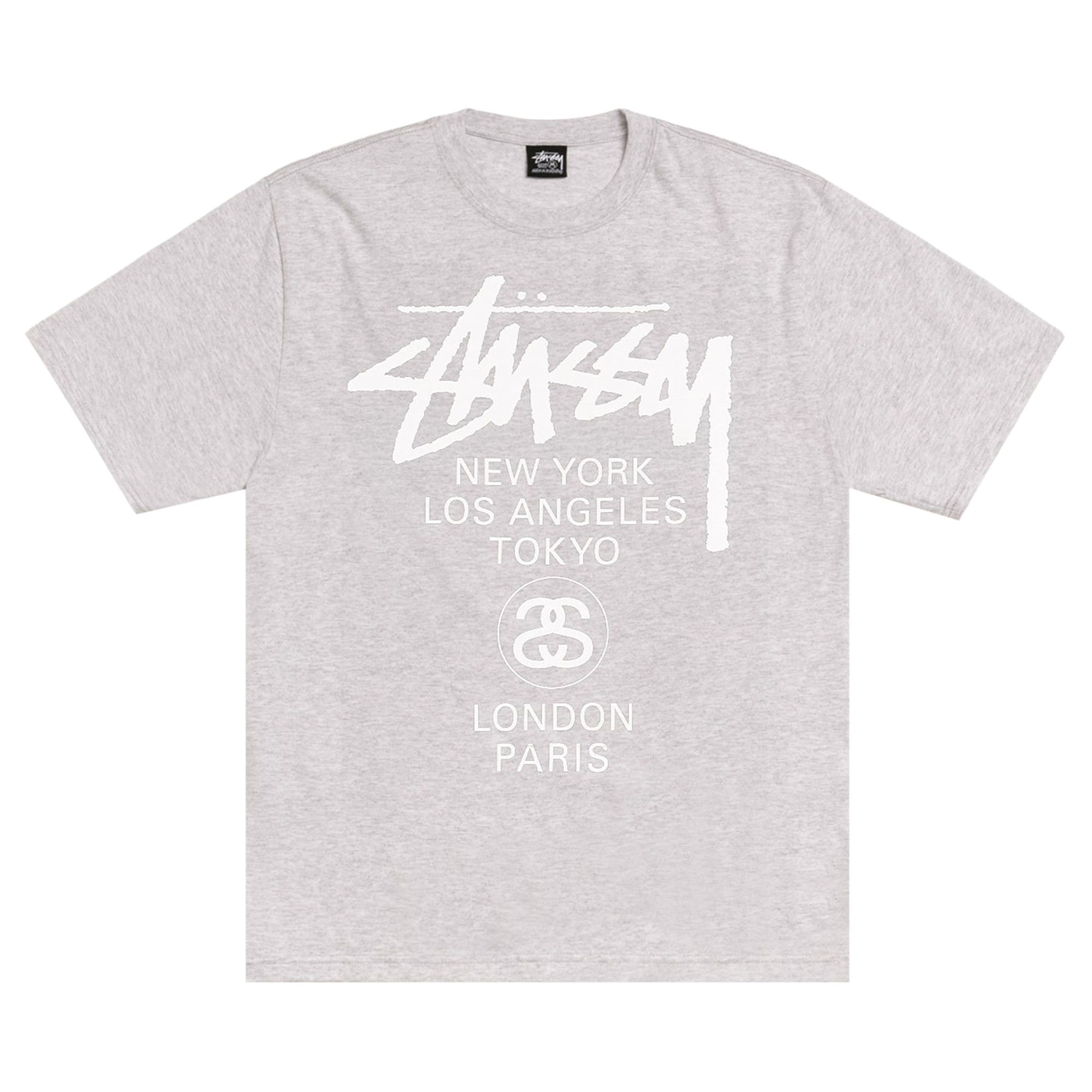Pre-owned Stussy World Tour Tee 'ash Heather' | Grey | Men's Size L In Gray