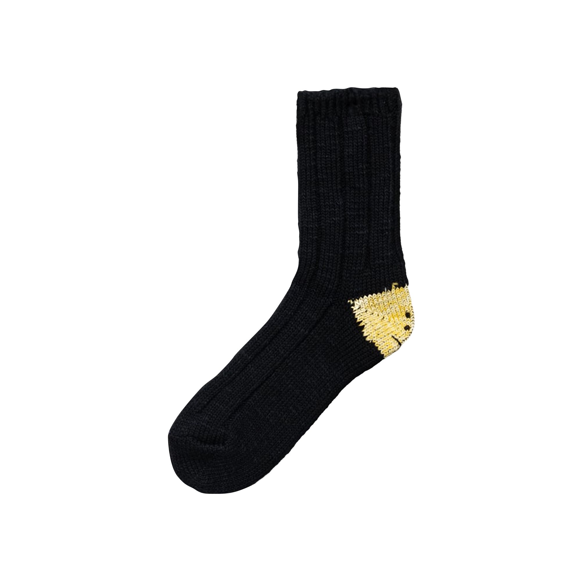 Pre-owned Kapital 56 Yarns Ma 1 Rainbowy Happy Heel Socks 'black' | Men's Size Onesize