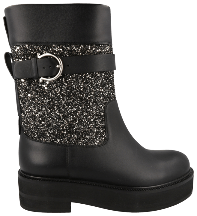 Wmns Ferragamo Ean Glitter Ankle Boot Black