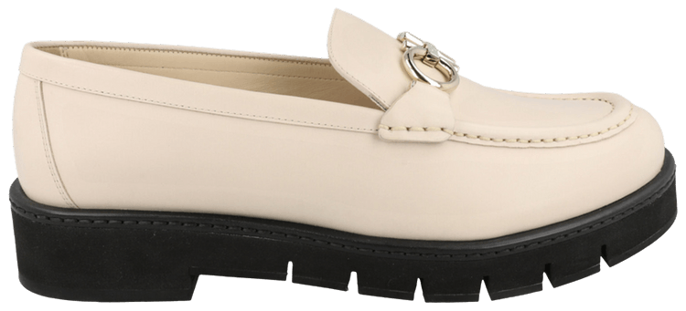 Wmns Ferragamo Rolo Leather Loafer White