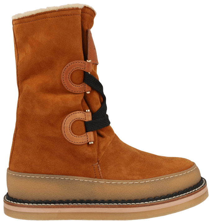 Wmns Ferragamo Celeno Slouchy Suede Boot Beige Brown