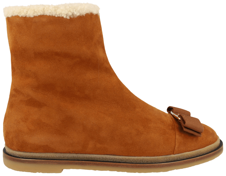 Wmns Ferragamo Lamo F Suede Ankle Bootie Beige