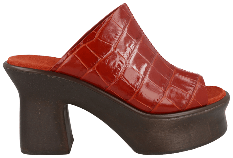 Wmns Ferragamo Samanta Croc Embossed Platform Mule Rust