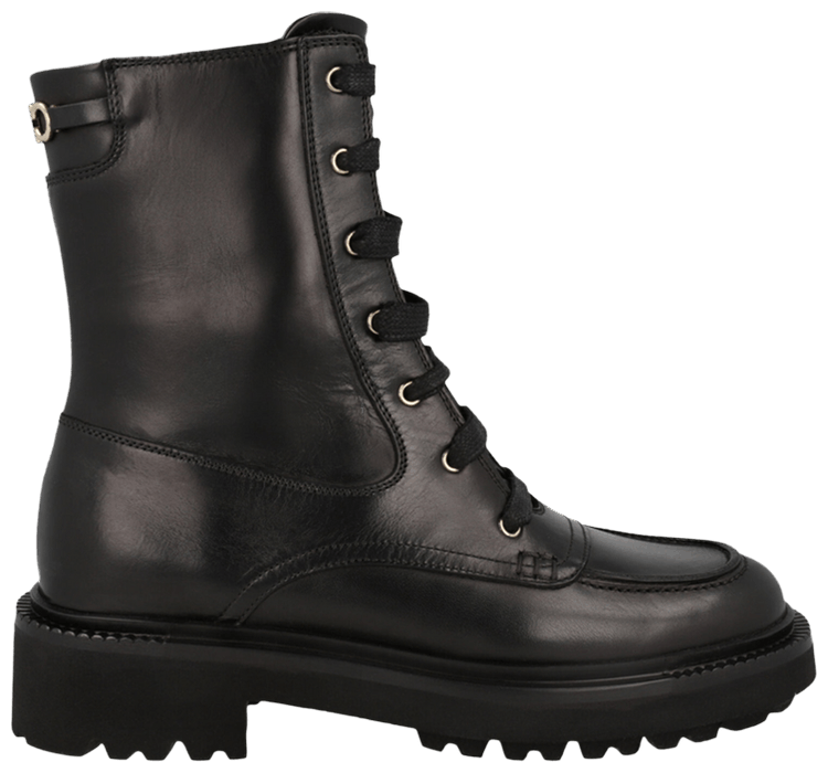 Wmns Ferragamo Leather Combat Boot Black