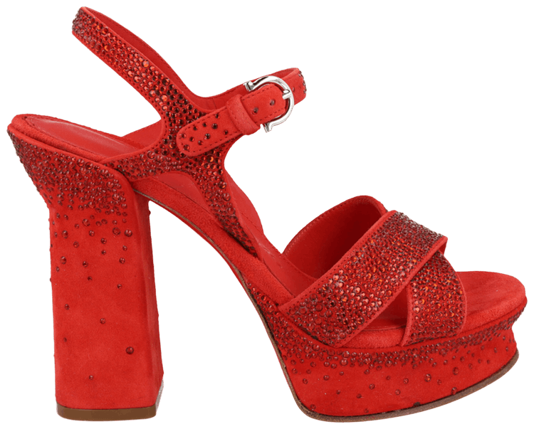 Wmns Ferragamo Sonya Suede Platform Sandal Red