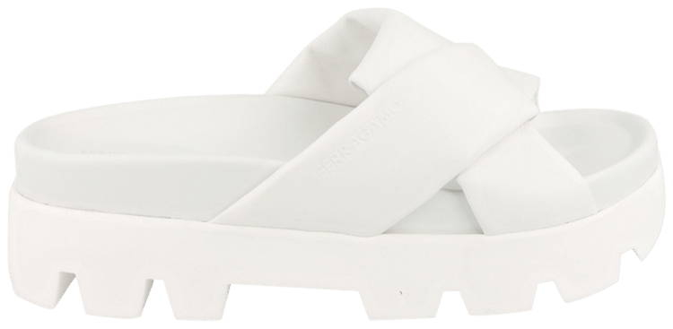 Wmns Ferragamo Air Lug Leather Slide White