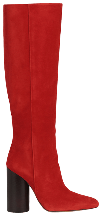 Wmns Ferragamo Pampero Suede Knee High Boot Red