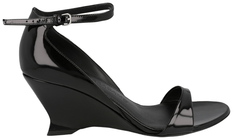 Wmns Ferragamo Vidette Patent Leather Wedge Sandal Black